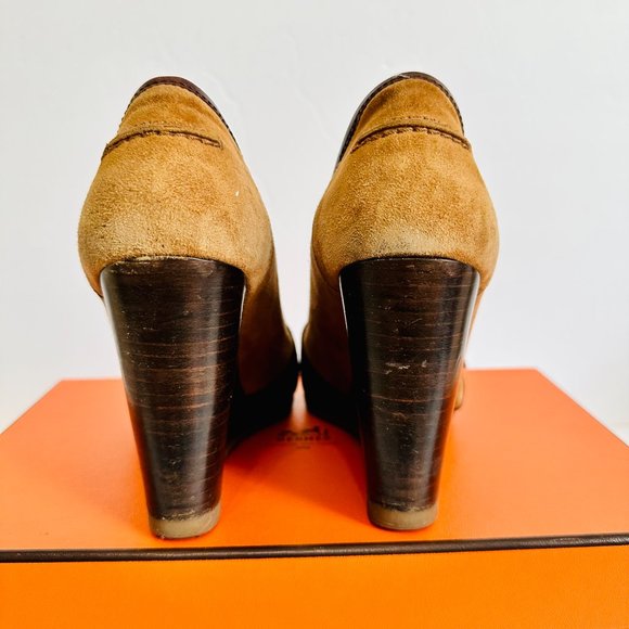 AUTHENTIC HERMES SUEDE AND LEATHER NIKITA LADY SHOES PUMPS SZ 6 MADE IN ITALY - Picture 4 of 14